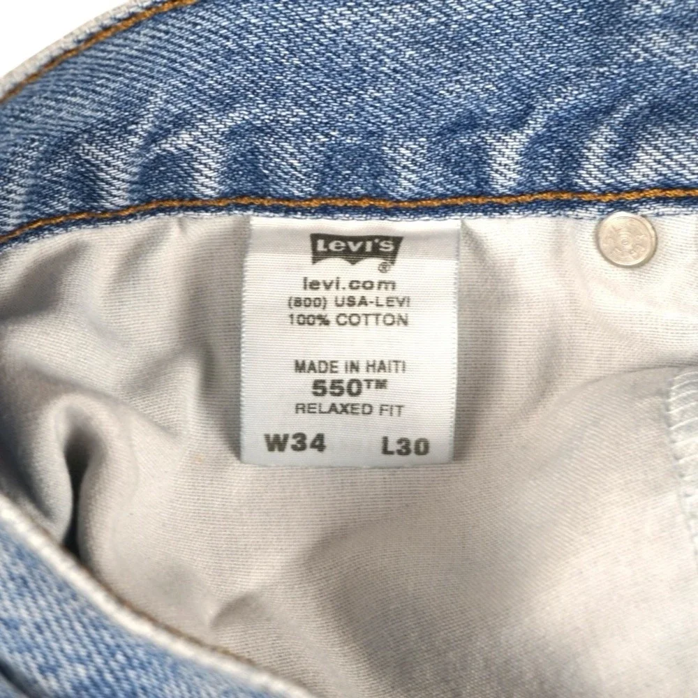Y2K Levi's 550 Jeans‎ Men's 31.5x28.25 Blue Relaxed Fit Distressed Denim 00s